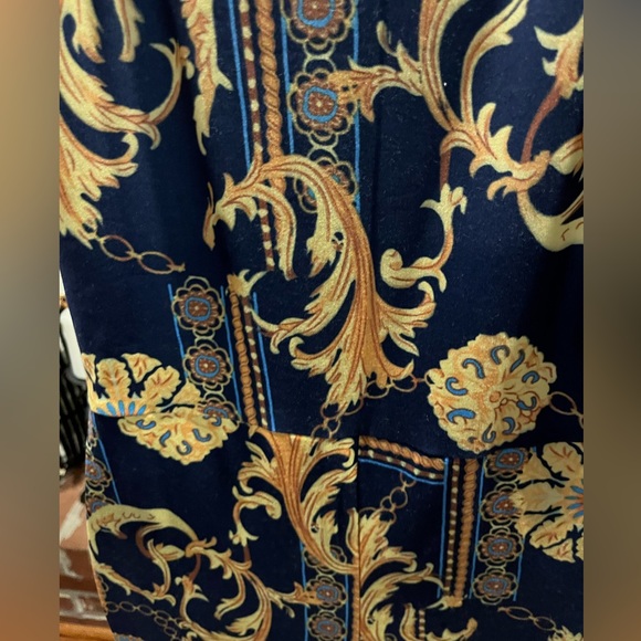 🔥Unbranded Versace Inspired Jumpsuit with Flare Legs. Pullon Blue&Gold Size:XL - Picture 8 of 13